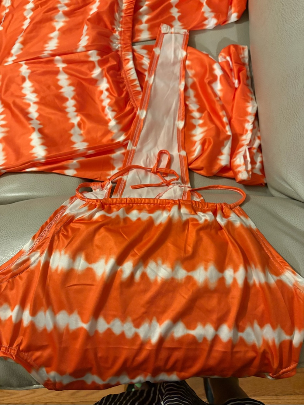 Orange and White Tie-Dye Halter 2 piece set